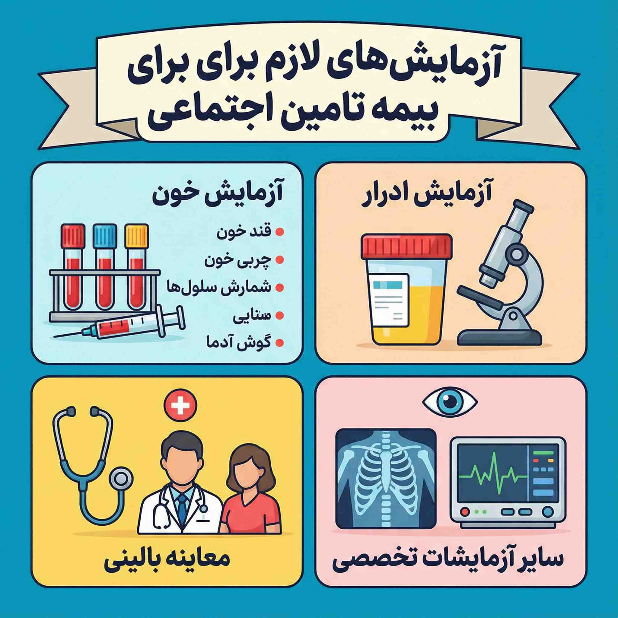 برای بیمه تأمین اجتماعی چه آزمایشی لازم است؟ 1 azmayesh bime tamin2
